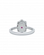 Red Ruby Minimal Platinum Ring In Oval Cut