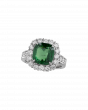 Cushion-Cut Tsavorite Ring with 5.59 CT of Platinum