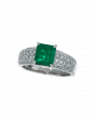 Square-Cut Emerald Platinum Ring For Engagement