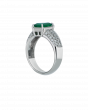 Square-Cut Emerald Platinum Ring For Engagement