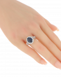 Oval Sapphire and Diamond Halo Ring 3.8 ct Sapphire in Platinum 900