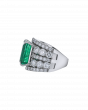 Layered Emerald And Diamond Ring In Platinum
