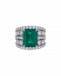 Layered Emerald And Diamond Ring In Platinum