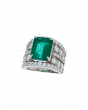 Layered Emerald And Diamond Ring In Platinum