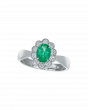 Emerald Premium Platinum Ring with Diamond Petals