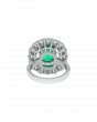 Columbian Emerald Ring With Double Diamond Cluster
