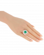 Columbian Emerald Ring With Double Diamond Cluster