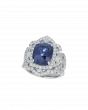 Blue Sapphire Platinum Wedding Ring In Cushion-Cut