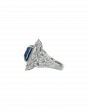 40173: Platinum 950  Blue Sapphire Ring  Cushion-Cut with Diamond Accents