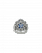 40173: Platinum 950  Blue Sapphire Ring  Cushion-Cut with Diamond Accents