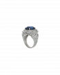 40173: Platinum 950  Blue Sapphire Ring  Cushion-Cut with Diamond Accents