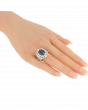 40173: Platinum 950  Blue Sapphire Ring  Cushion-Cut with Diamond Accents