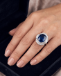 GIA Certified Blue Sapphire Halo Ring