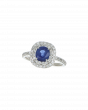 Platinum Blue Sapphire Engagement Ring In Cushion Cut 