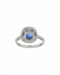 Platinum Blue Sapphire Engagement Ring In Cushion Cut 