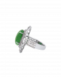 Jade Platinum Ring With Designer Diamond Halo