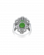 Jade Platinum Ring With Designer Diamond Halo