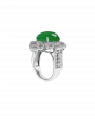 Jade Platinum Ring With Designer Diamond Halo