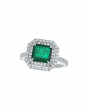 Octagonal Emerald Ring with Double Diamond Halo