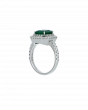 Octagonal Emerald Ring with Double Diamond Halo