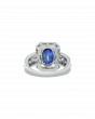 Sri Lankan Blue Sapphire Platinum Ring In Oval Motif