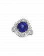 Tanzanite Platinum Cluster Ring In Oval-Cut