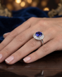 Tanzanite Platinum Cluster Ring In Oval-Cut