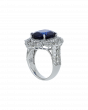 Natural Blue Sapphire And Platinum Ring In Cushion Cut