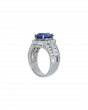 Oval-Cut Natural Blue Sapphire Ring With Platinum Band