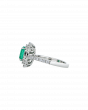 Certified Emerald Ring in Platinum with Diamond Halo