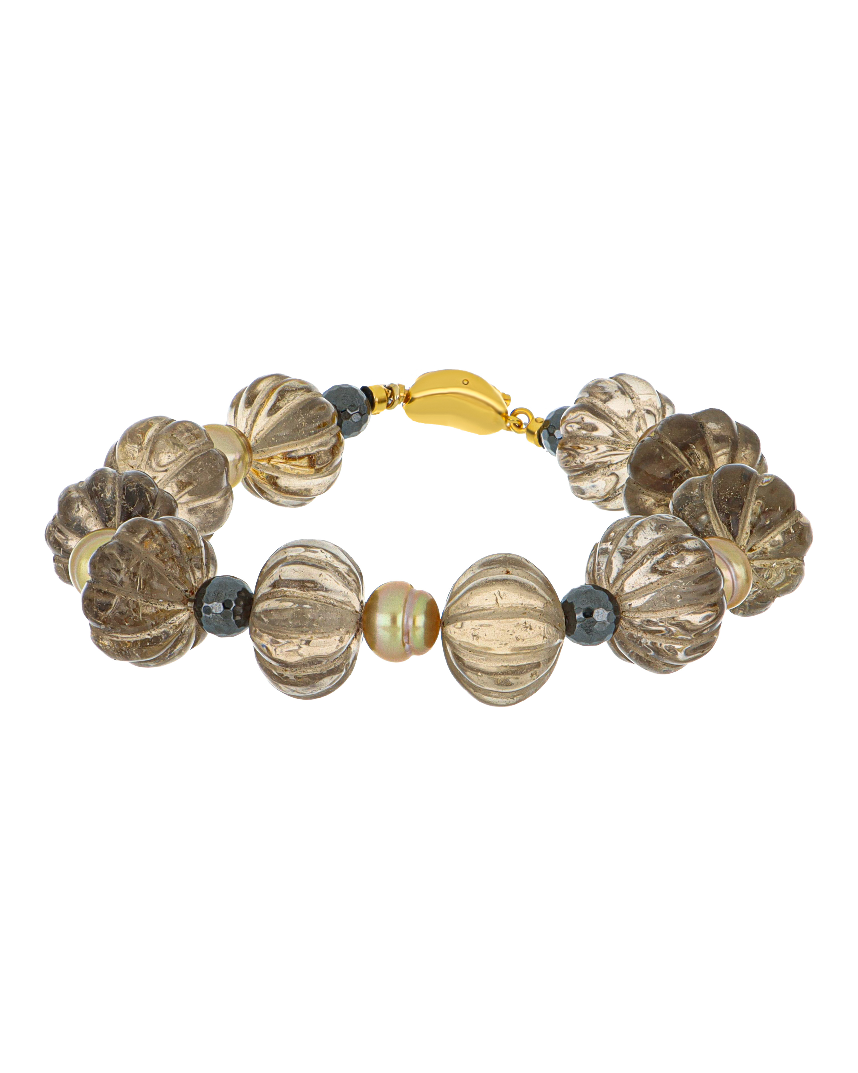 Silver Smoky Quartz Beaded Bracelet