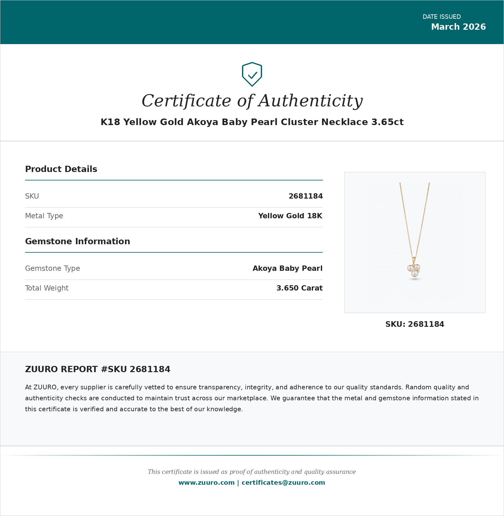 Product Certificate