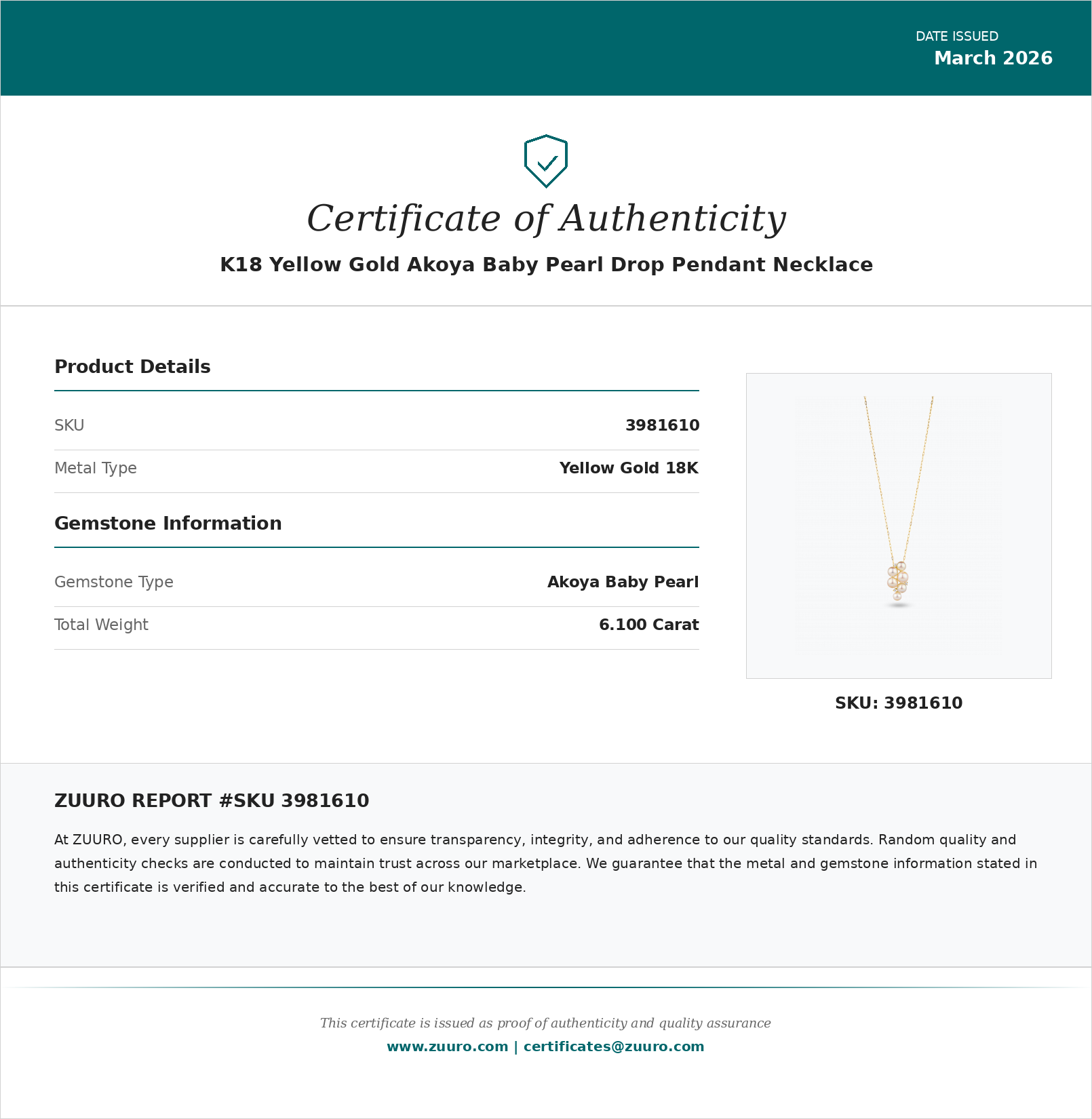 Product Certificate