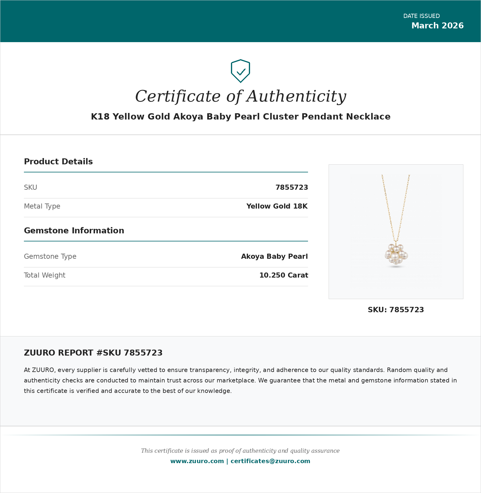 Product Certificate