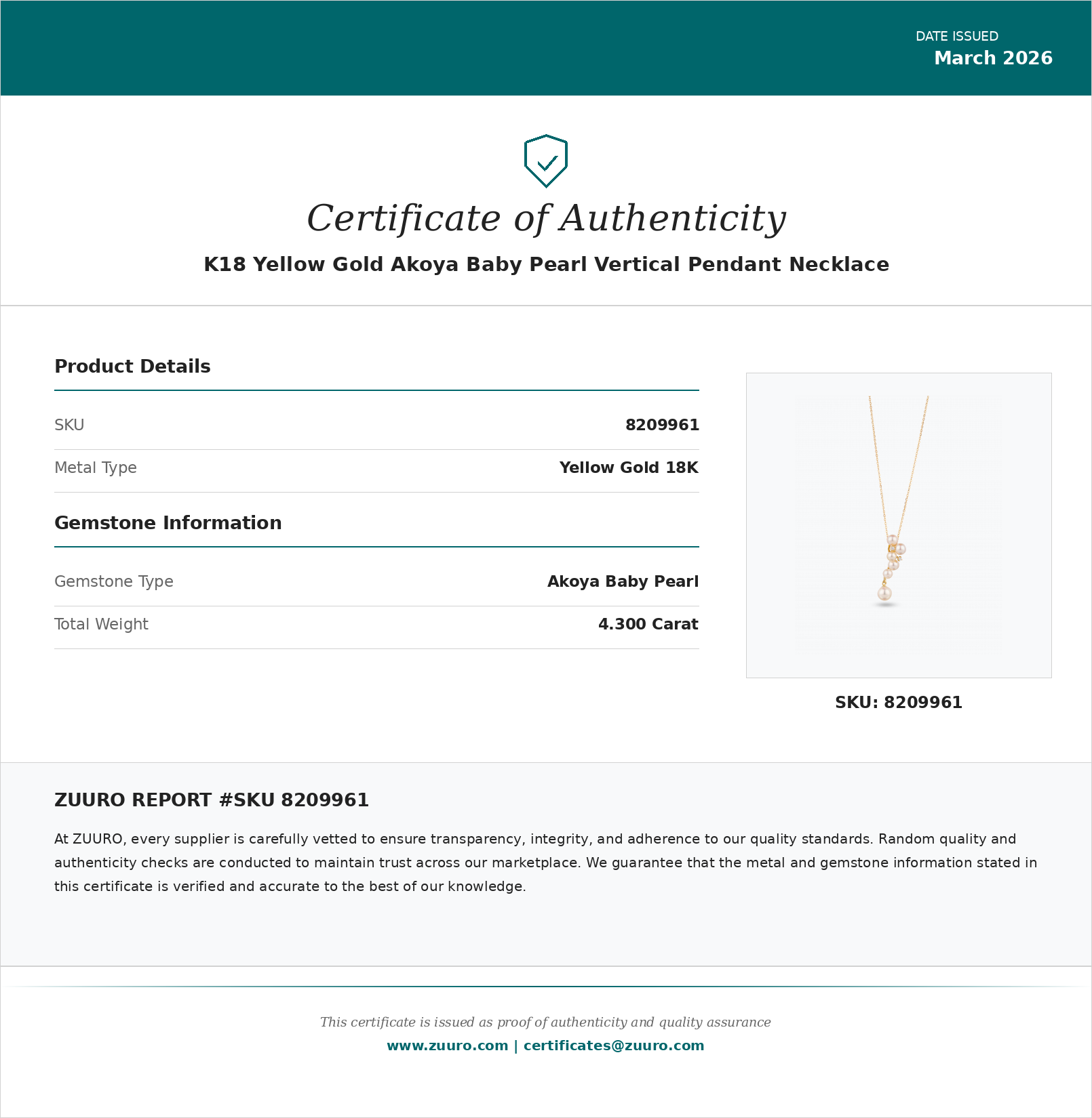 Product Certificate