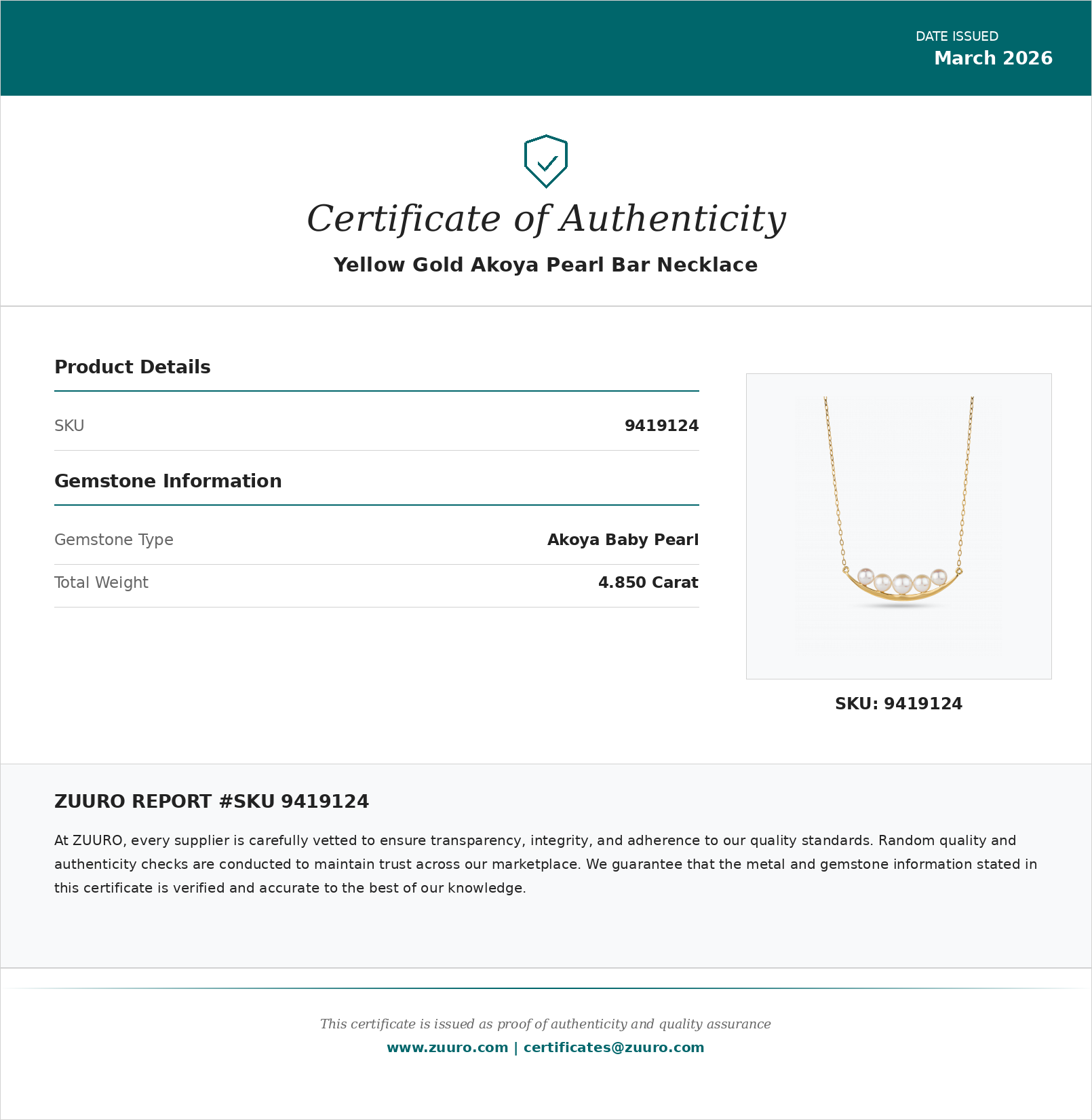 Product Certificate