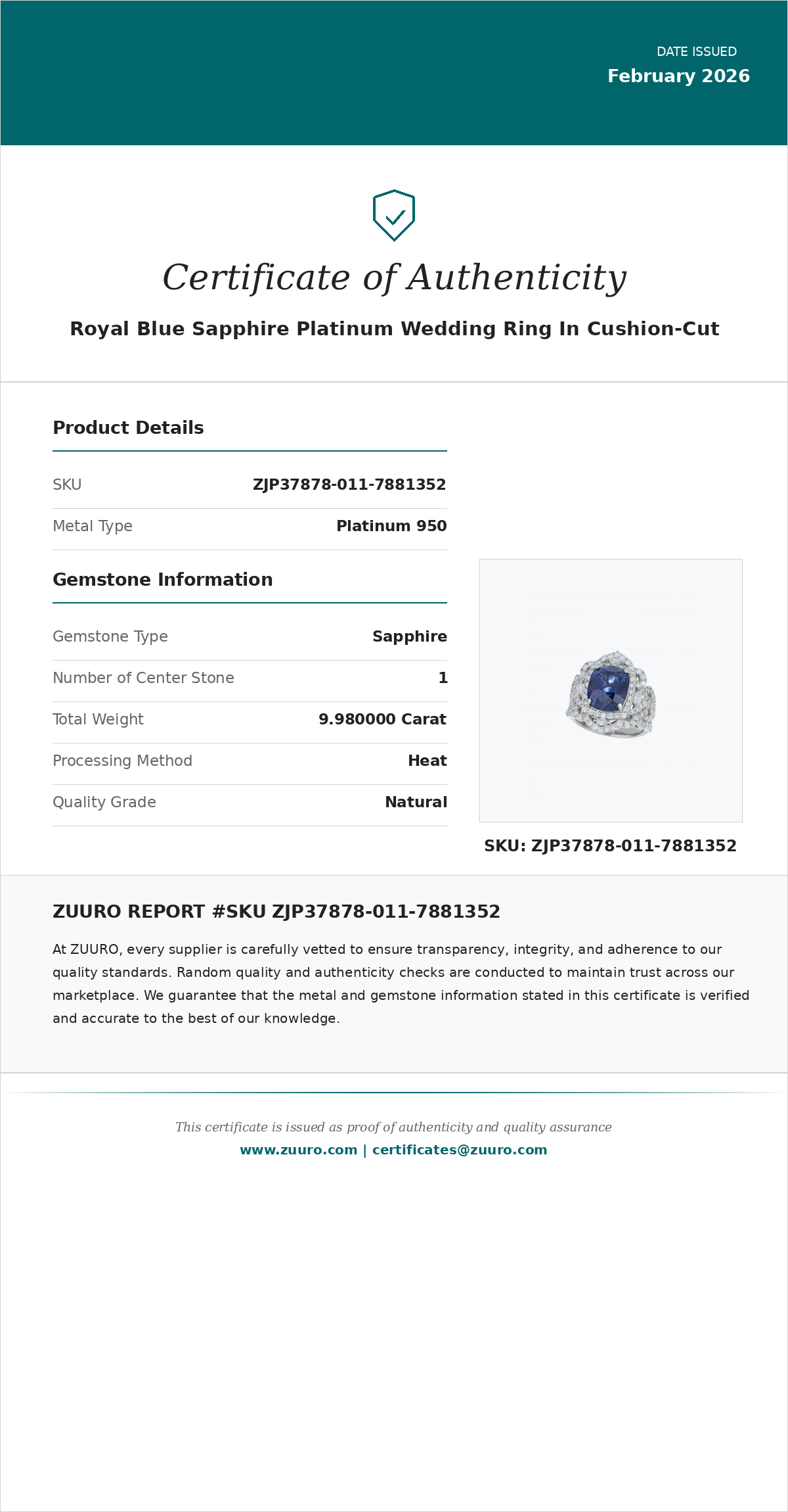 Product Certificate