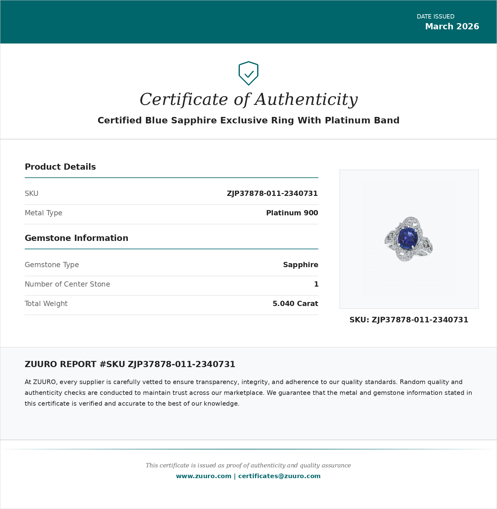 Product Certificate