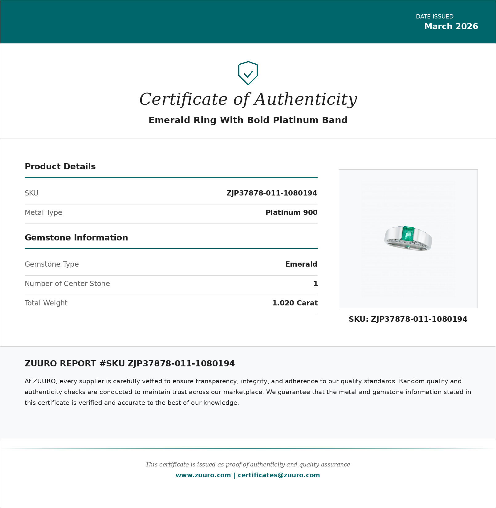 Product Certificate