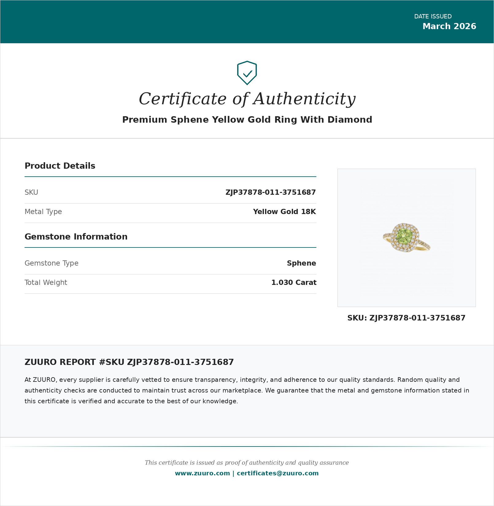 Product Certificate