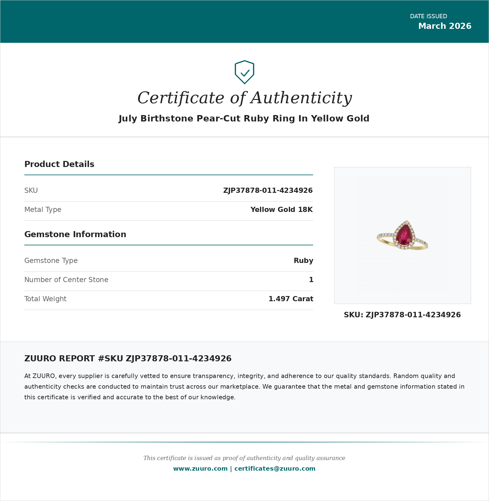 Product Certificate