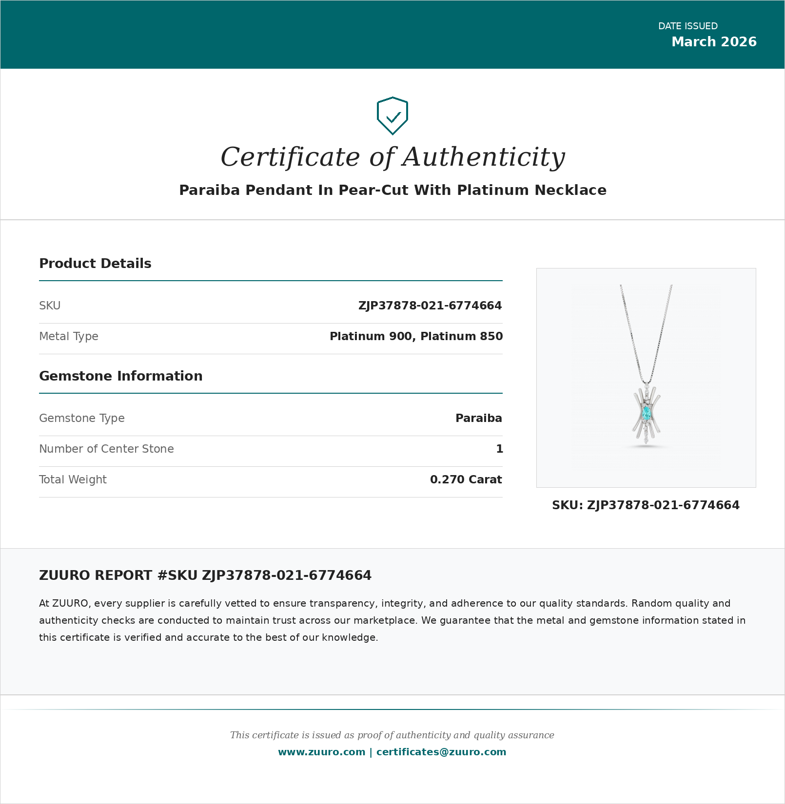 Product Certificate