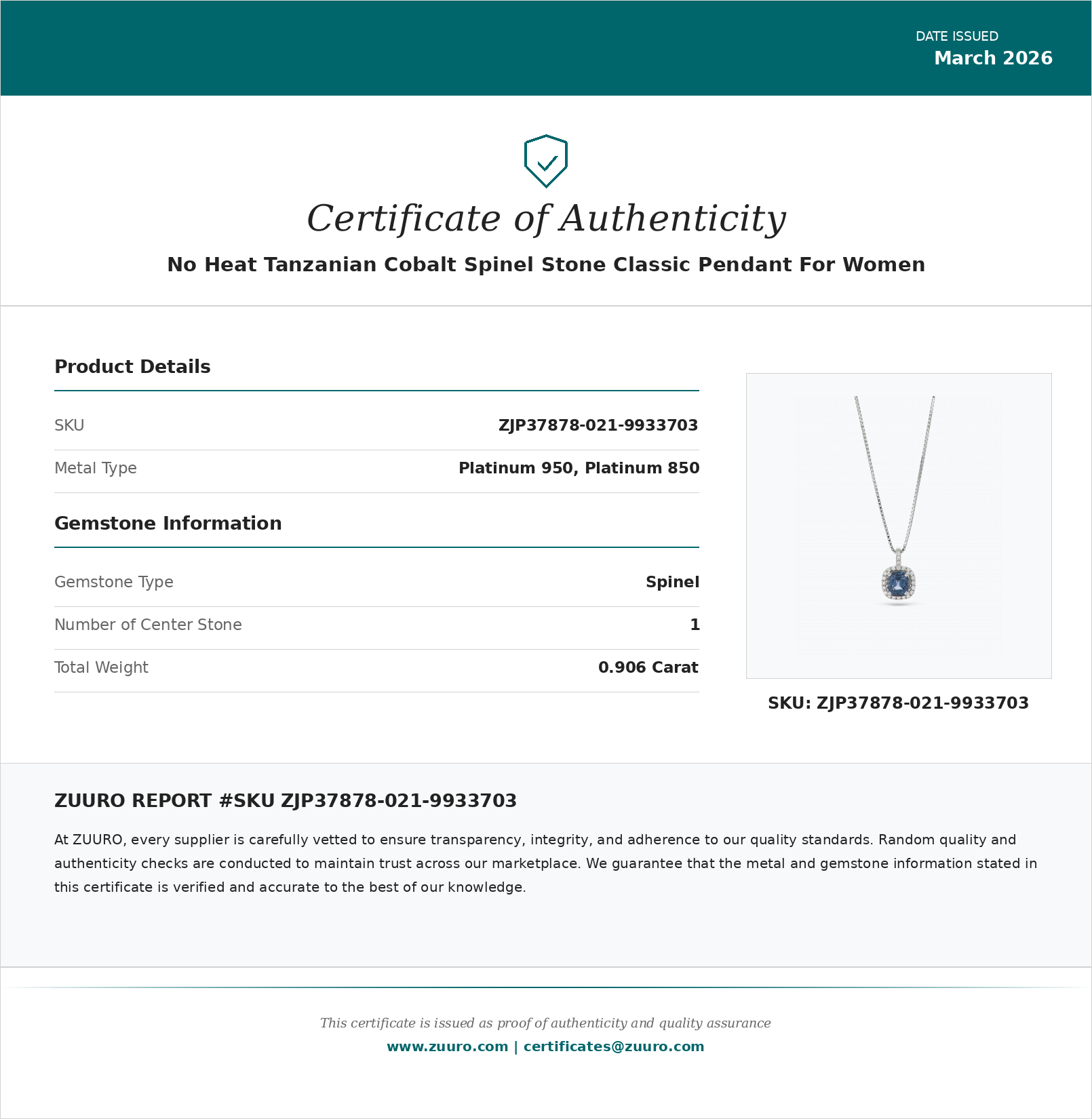 Product Certificate