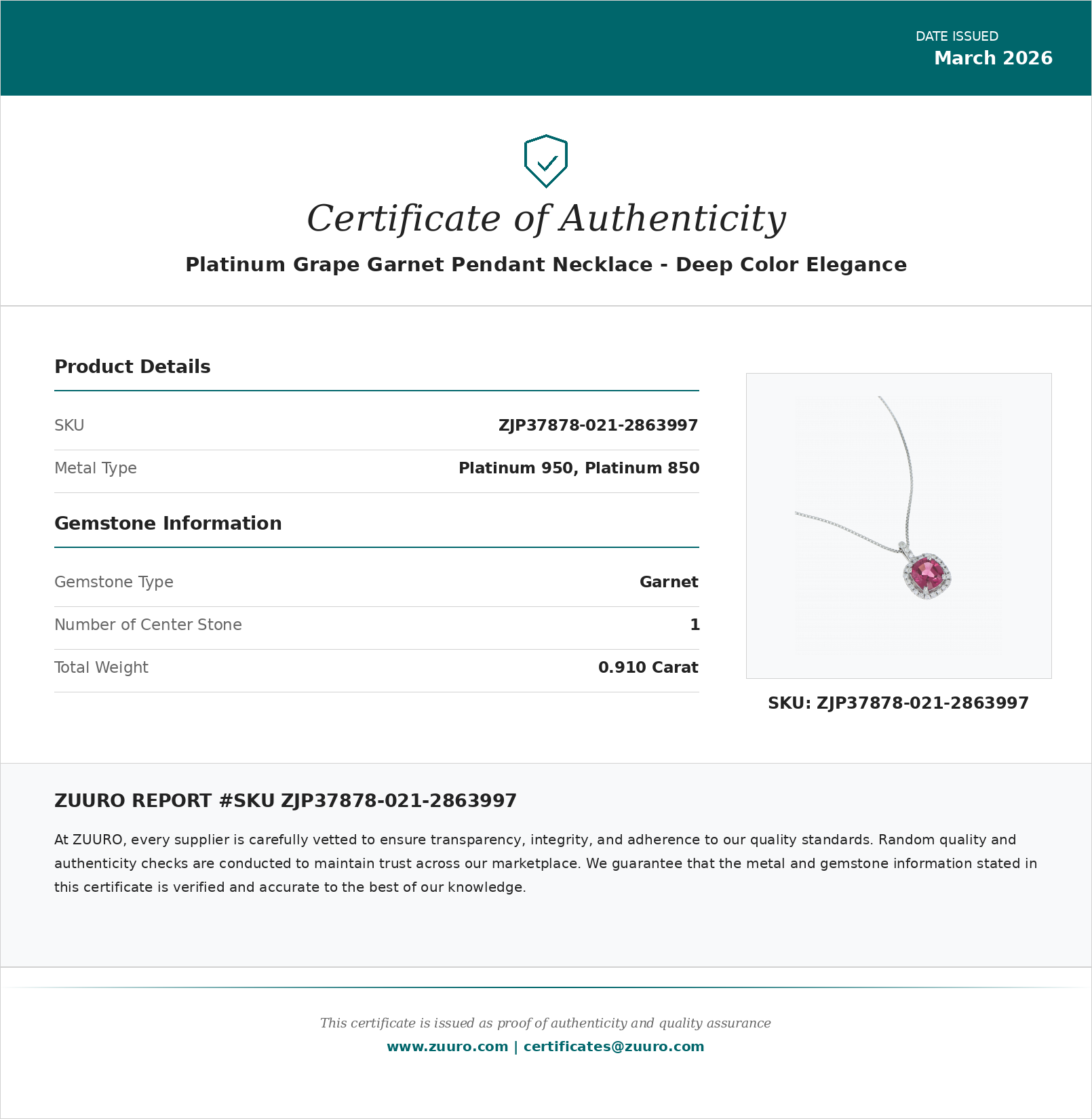 Product Certificate