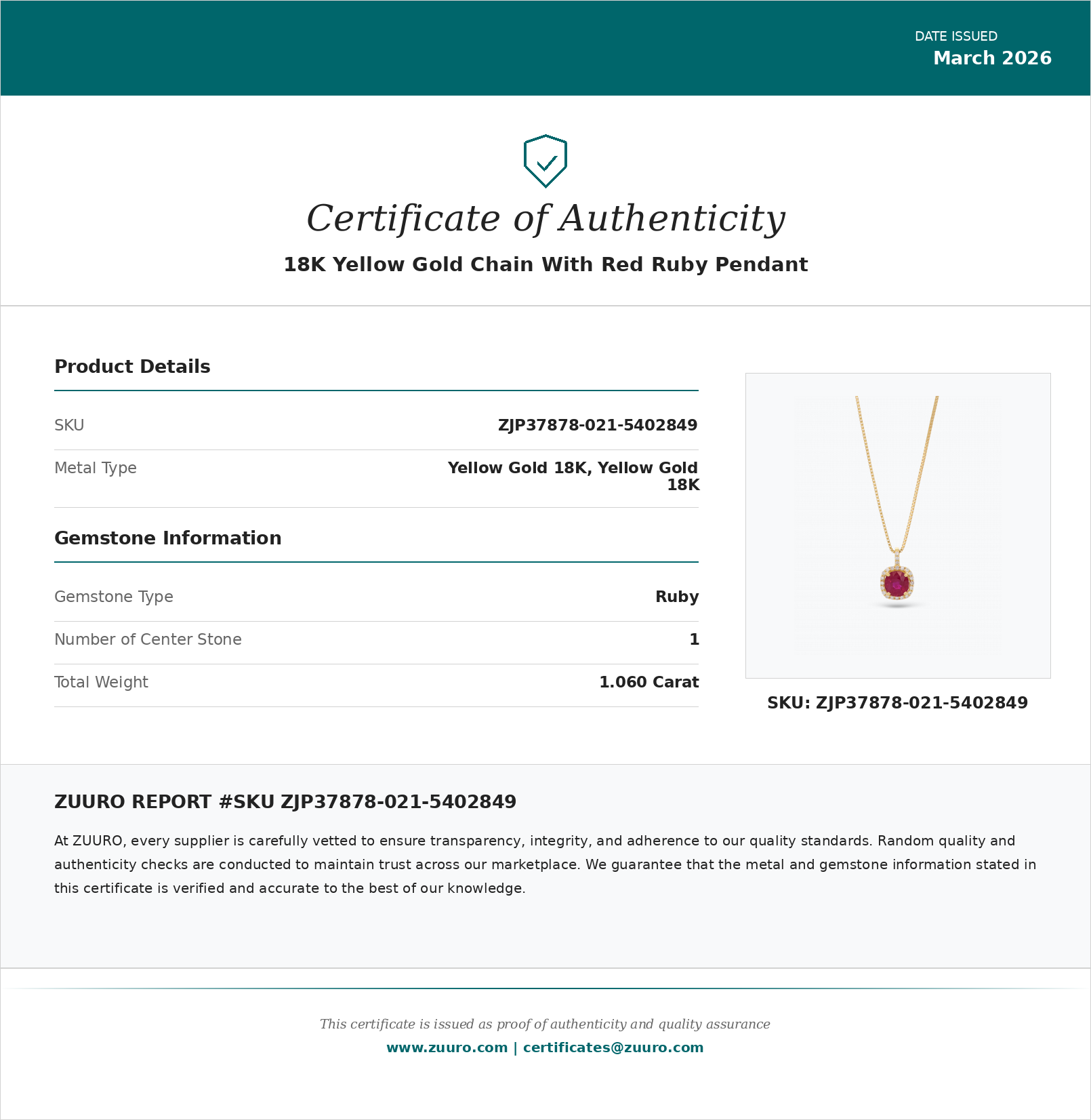 Product Certificate