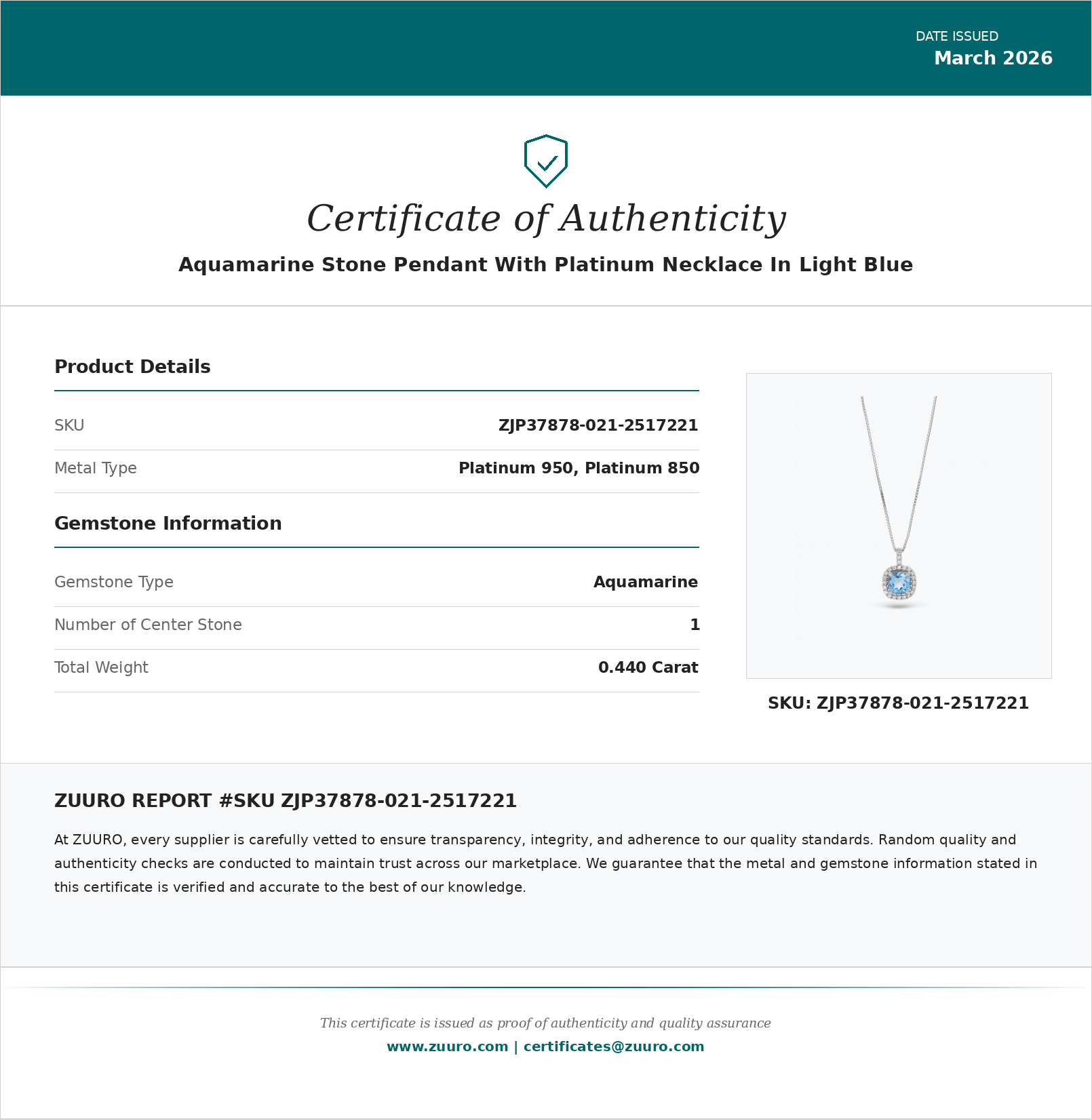 Product Certificate
