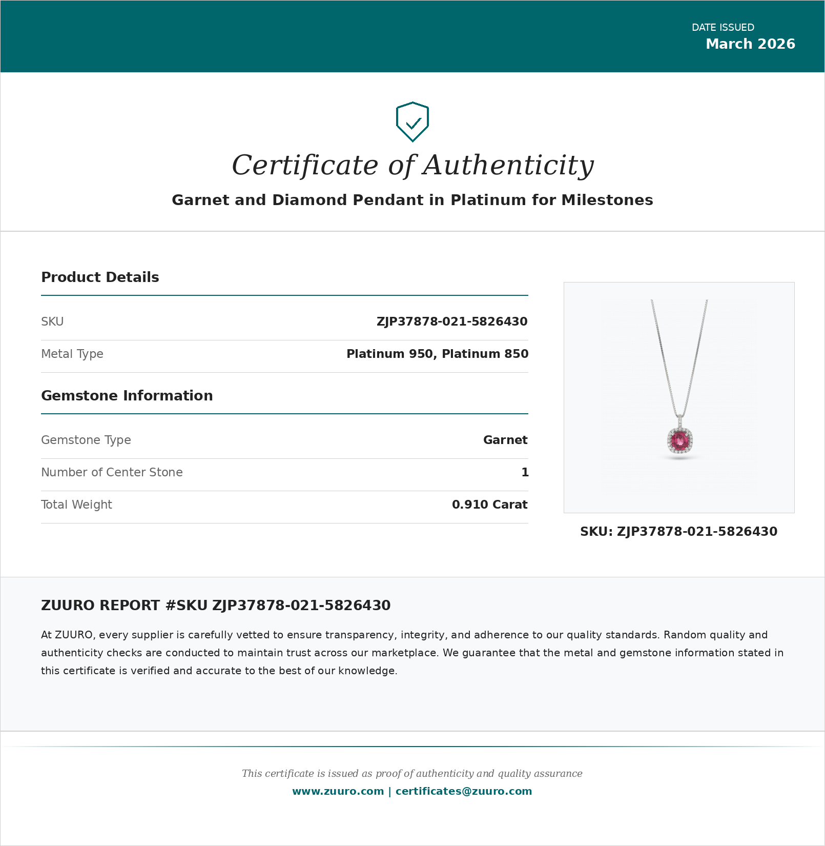Product Certificate