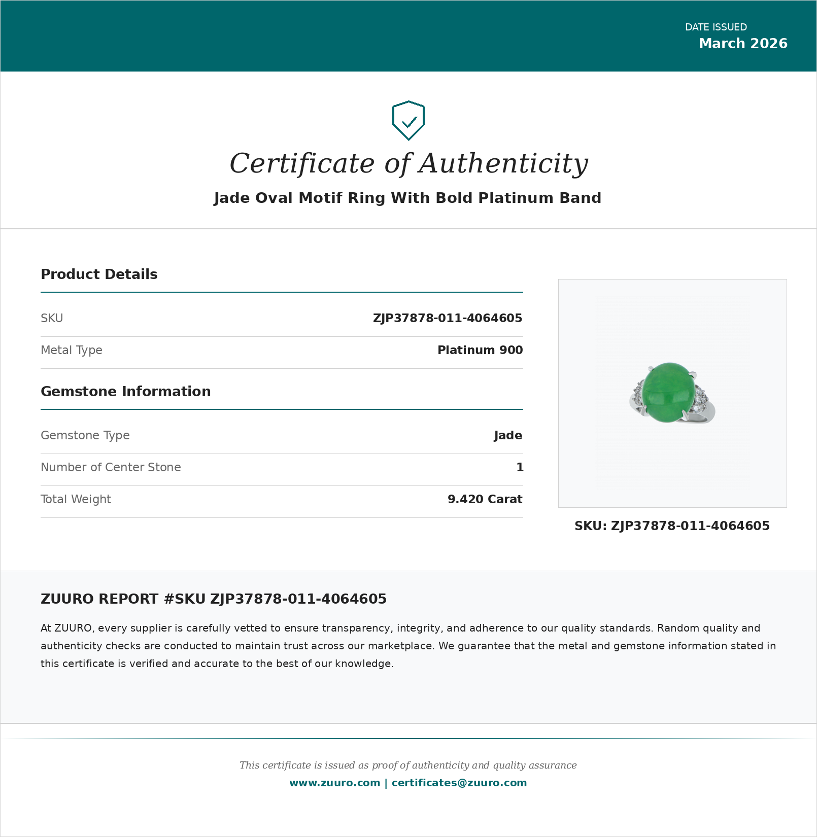 Product Certificate