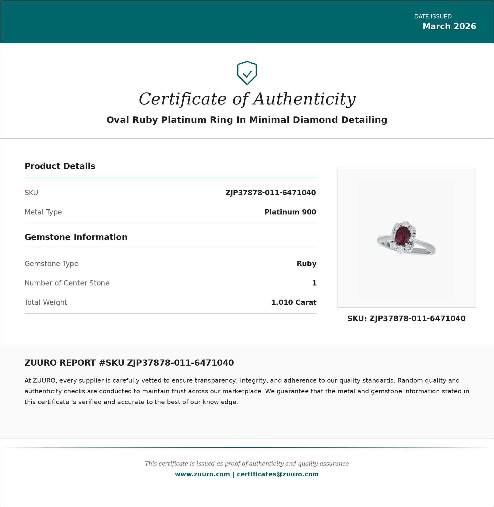 Product Certificate