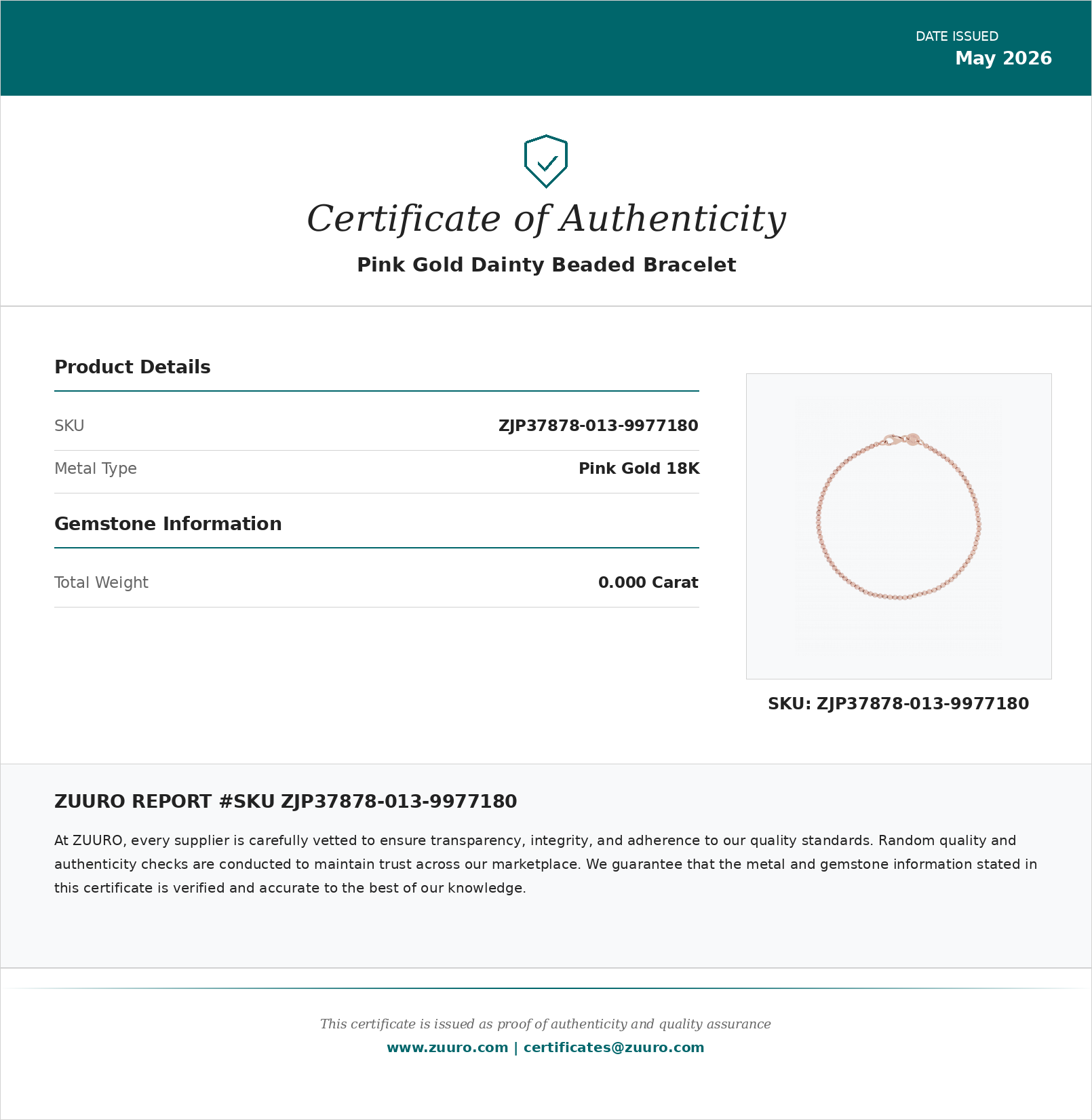 Product Certificate
